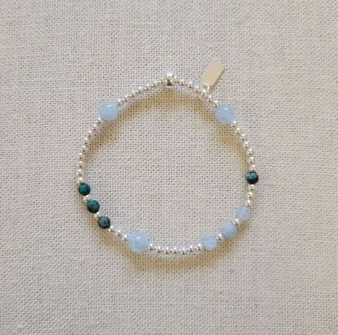 The Baby Blue - Aquamarine, Turquoise Silver Multi Gem Bracelet