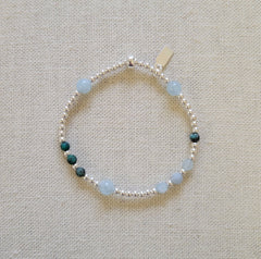 The Baby Blue - Aquamarine, Turquoise Silver Multi Gem Bracelet
