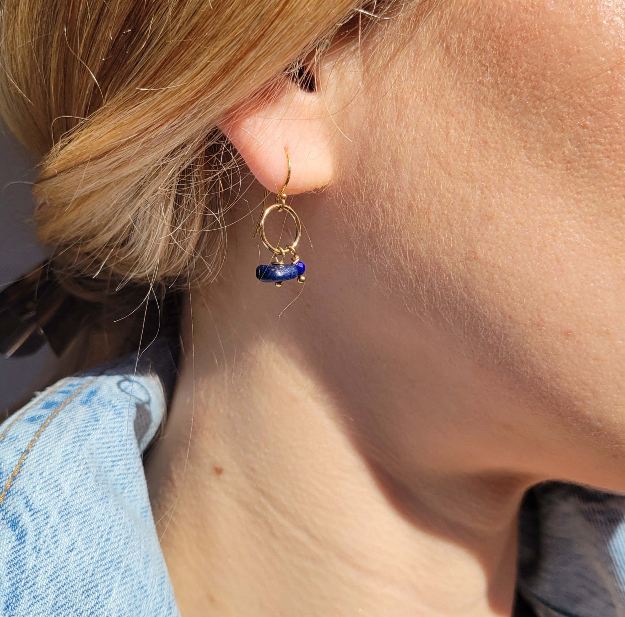 The Deep Blue - Lapis Lazuli Gold  Hook Earrings