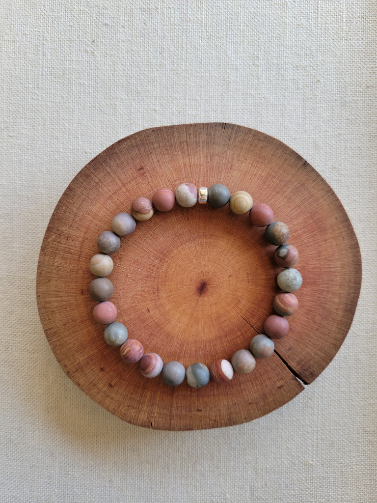8mm Landscape Jasper Silver Bracelet