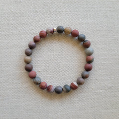 8mm Landscape Jasper Silver Bracelet