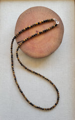 24" The Beaded Tiger - Tigers Eye Silver Beaded Necklace