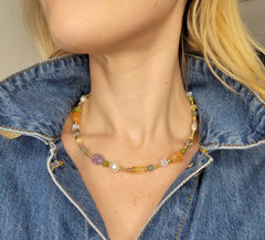 The Meadow - Multi Gemstone Gold Necklace- Sold Out