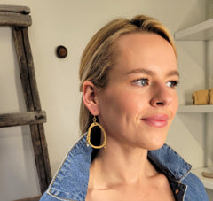 The Florence - Asymmetrical Ceramic Multi Gem Gold Hoop Earrings SOLD OUT