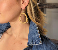 The Florence - Asymmetrical Ceramic Multi Gem Gold Hoop Earrings SOLD OUT