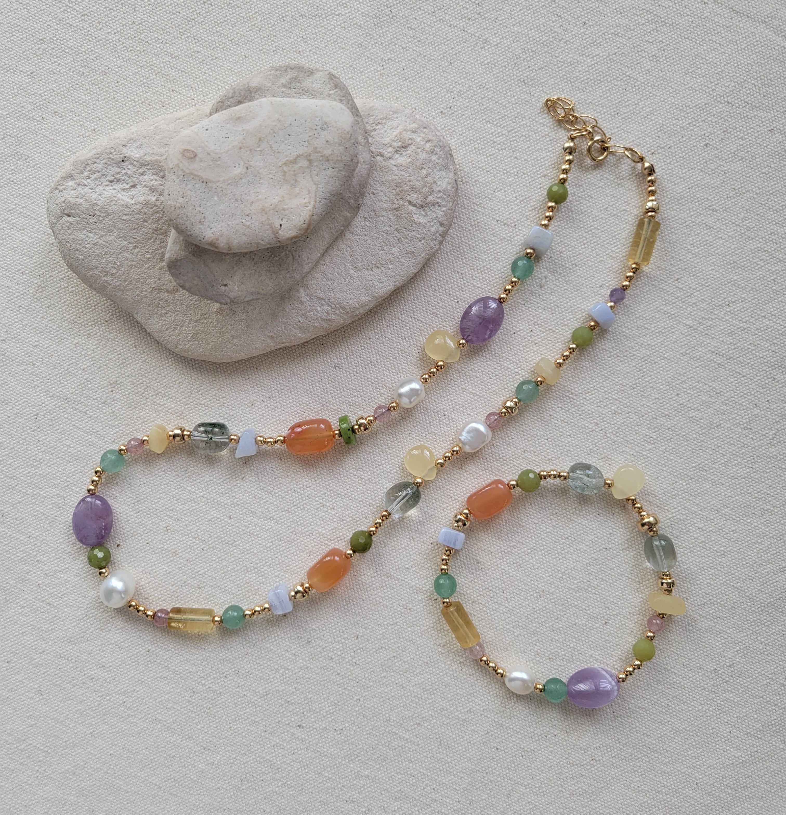 The Meadow - Multi Gemstone Gold Necklace