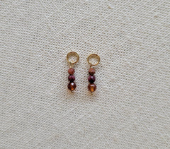 Triple Gem Orange Garnet Rhodonite goldstone Gold Charm (Single)