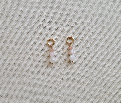 Triple Gem Moonstone Peach Moonstone Gold Charm (Single)