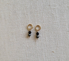 Double Gem Black Spinel Pyrite Gold Charm (Single)
