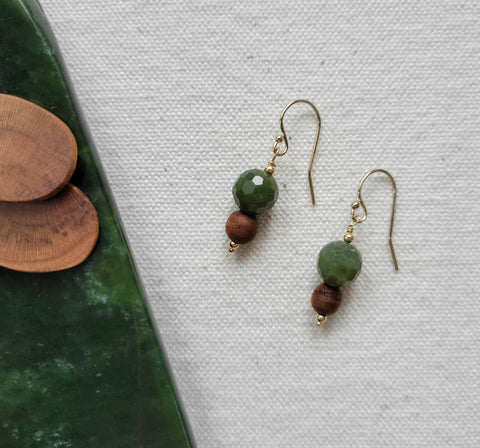 The Brackendale - BC Jade Cherrywood Gold Hook Earrings