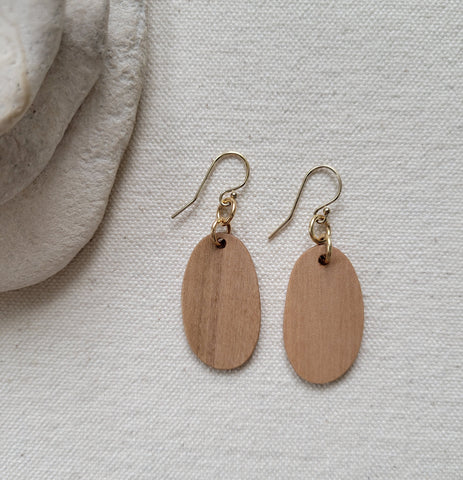 The Mielikki Goddess - Medium Arbutus Oval Gold Hook Earrings