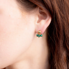 The Metis Goddess - Malachite Gold Removable Cluster Stud Earrings