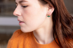 The Metis Goddess - Malachite Gold Removable Cluster Stud Earrings