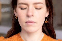 The Cybele Goddess - Arbutus Walnut Rosewood Gold Asymmetrical Earrings