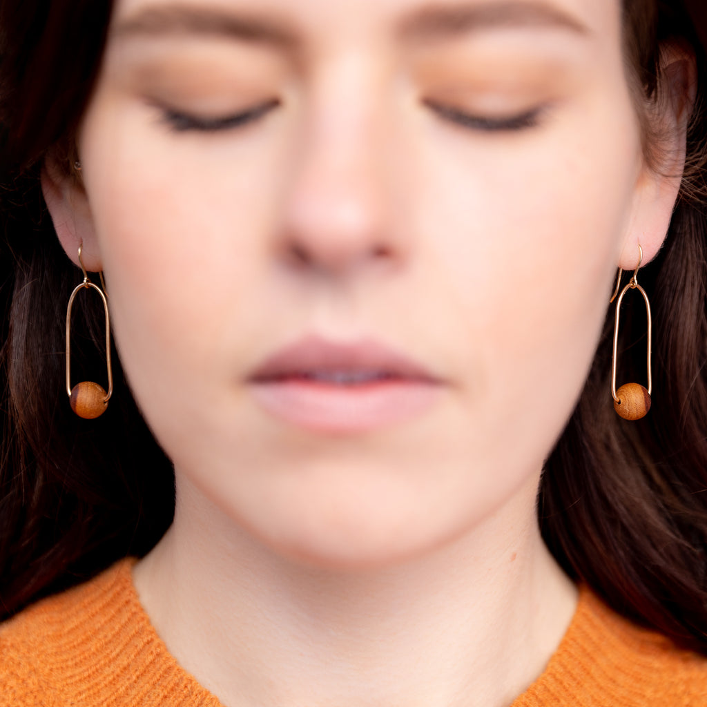 The Zoe - Cherrywood Gold Minimalist Earrings