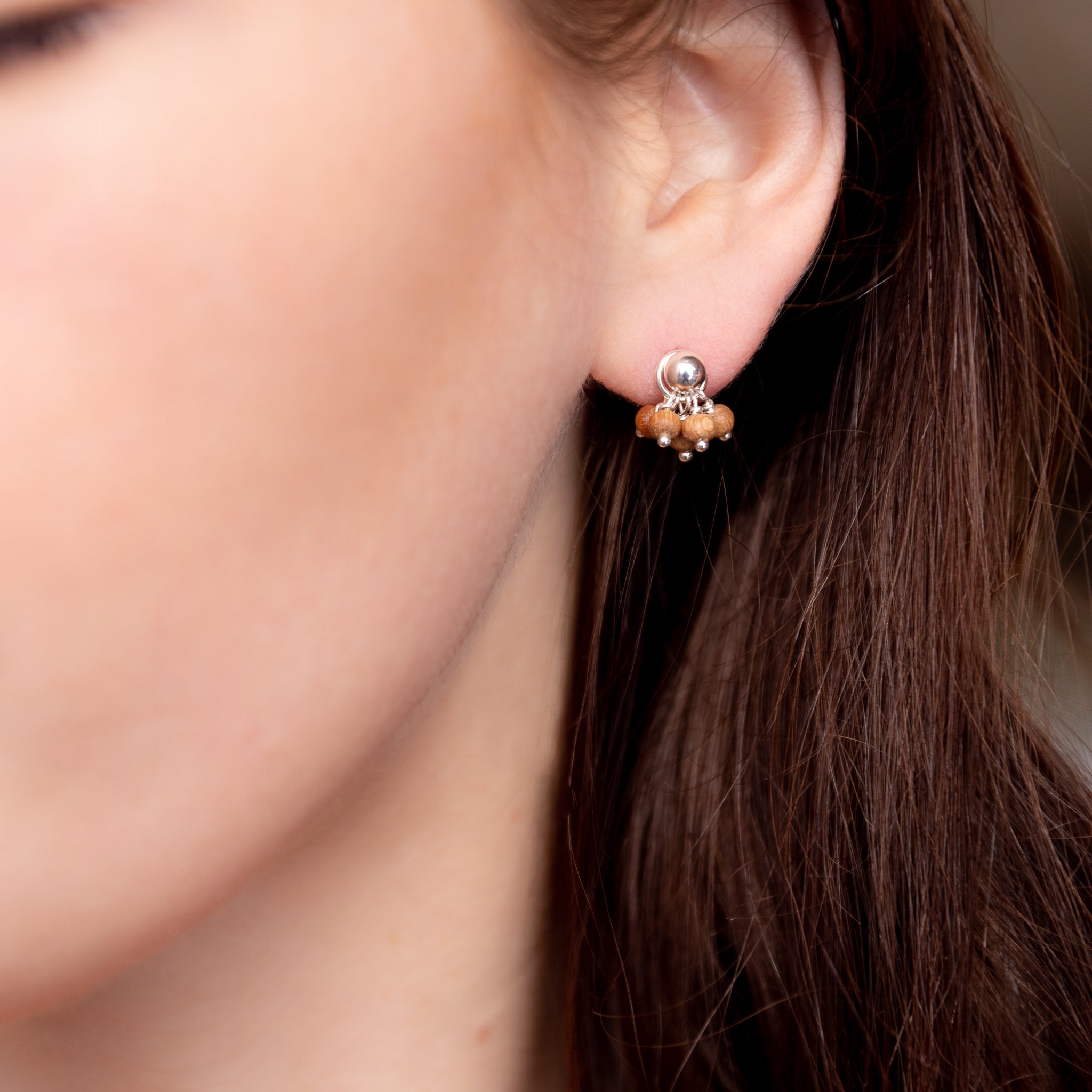The Gaia Goddess - Rosewood Silver Removable Cluster Stud Earrings