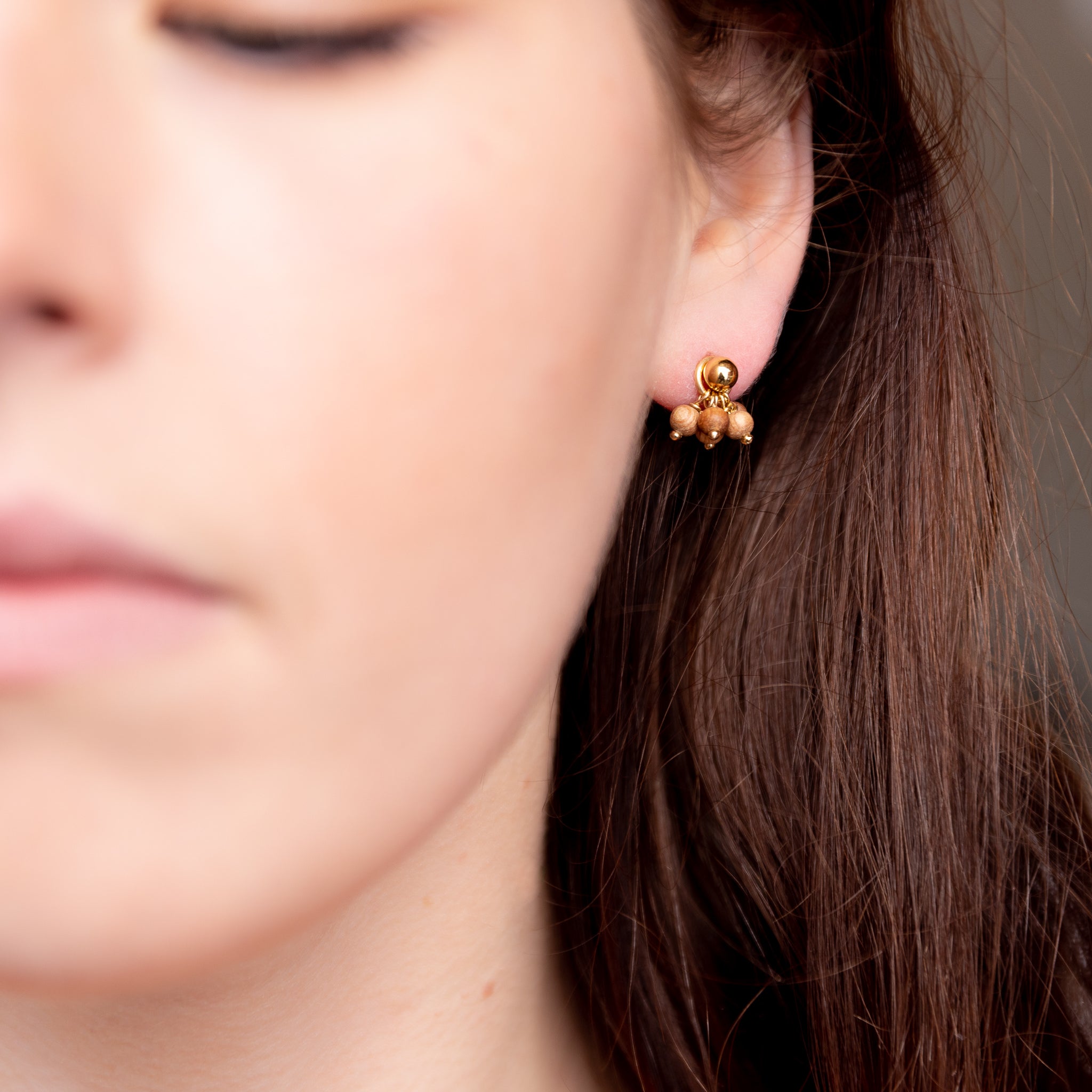 The Gaia Goddess - Rosewood Gold Removable Cluster Stud Earrings