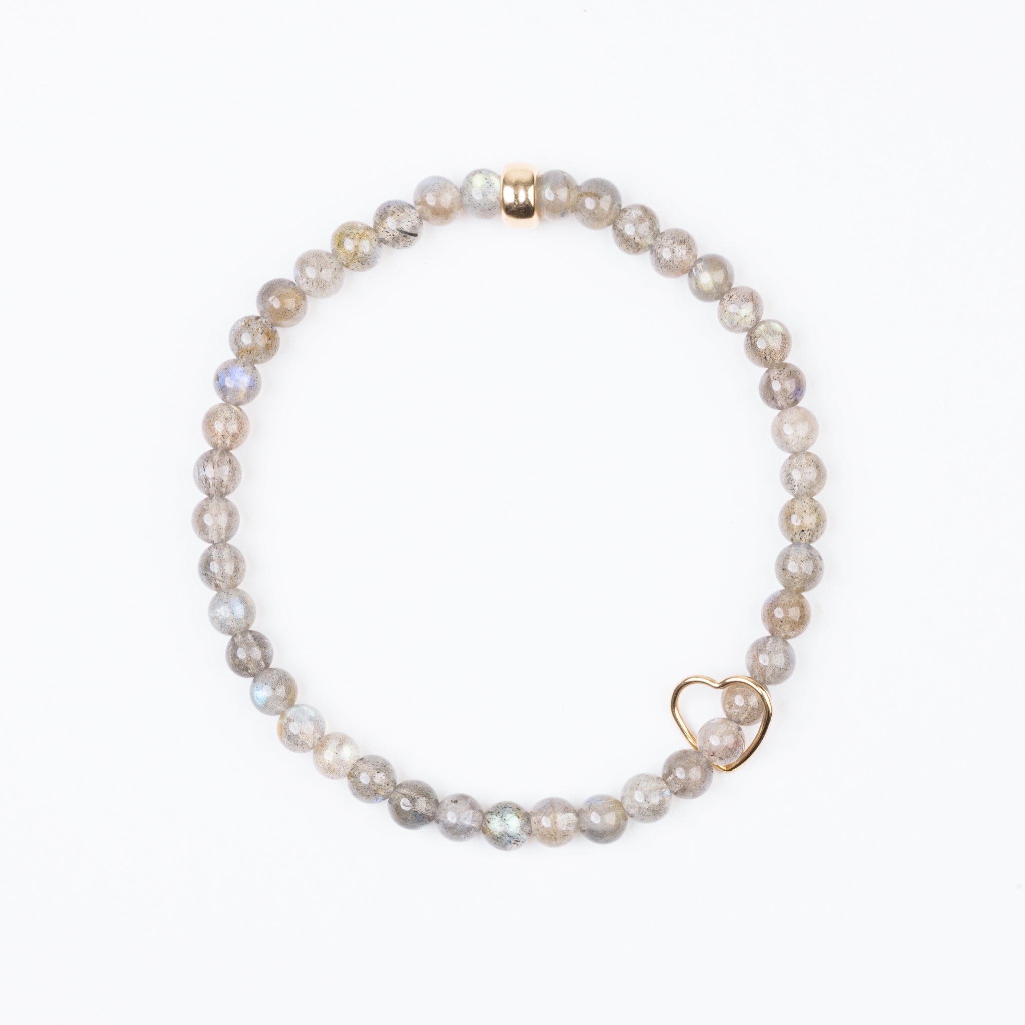 4mm Labradorite Floating Gold Heart Bracelet