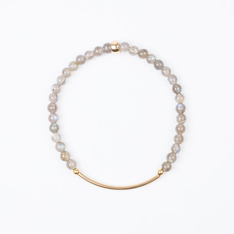 4mm Labradorite Gold Bar Bracelet