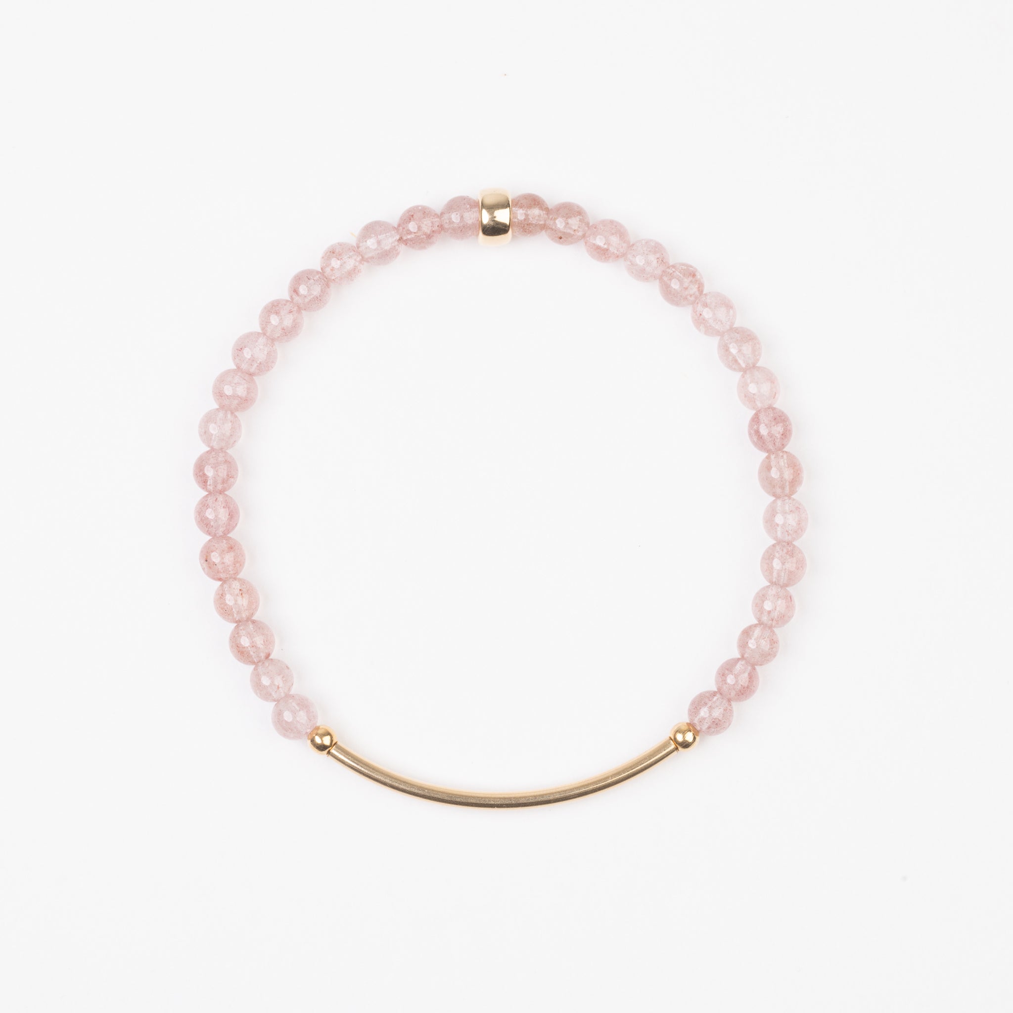 4mm Strawberry Quartz Gold Bar Bracelet - SOLD OUT