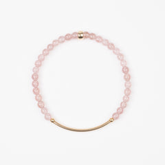 4mm Strawberry Quartz Gold Bar Bracelet - SOLD OUT