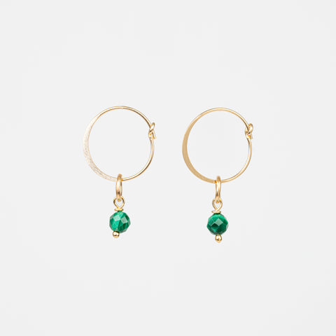 The Metis Goddess - Malachite Gold Removable Charm Hoop Earrings