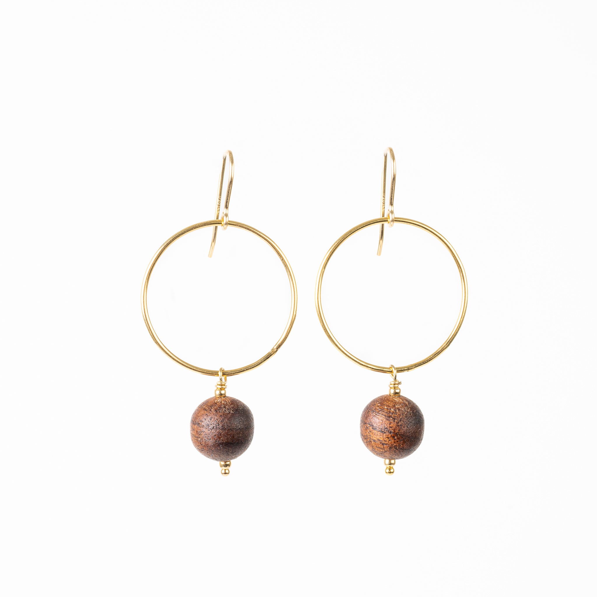 The Samantha - Walnut and Gold Earrings