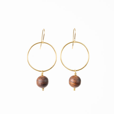 The Samantha - Walnut and Gold Earrings