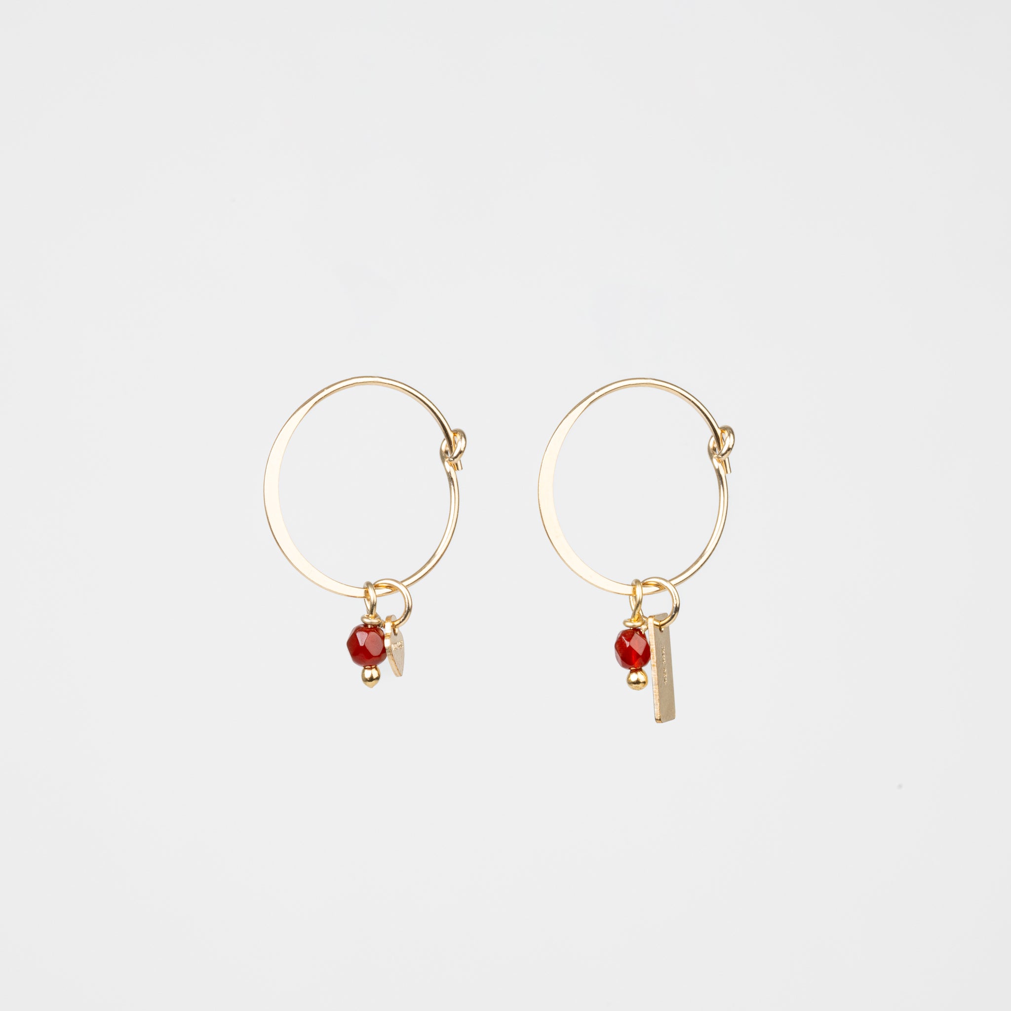 Mini Love - Carnelian Gold Removable Charm Earrings