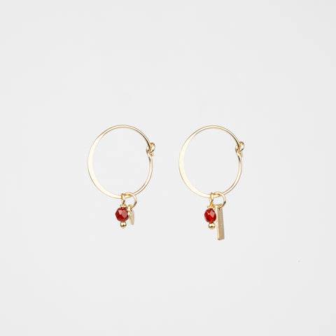 Mini Love - Carnelian Gold Removable Charm Earrings