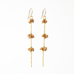 The Gaia Goddess - Rosewood Gold Triple Cluster Dangle Earrings