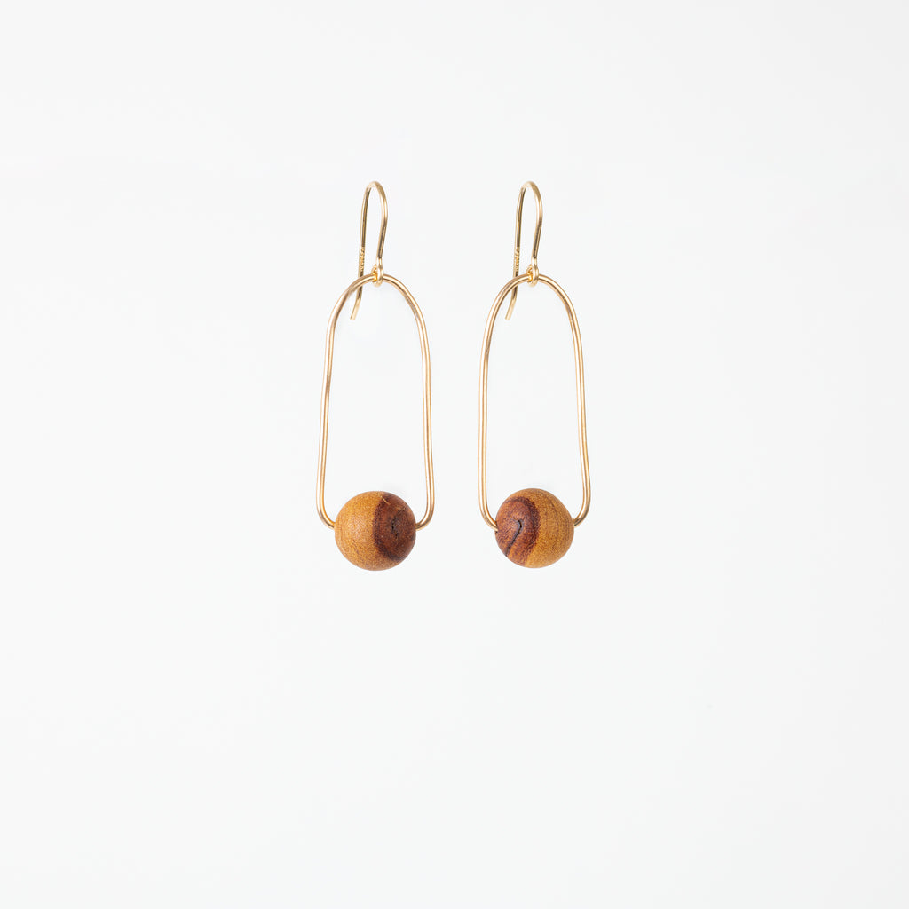 The Zoe - Cherrywood Gold Minimalist Earrings