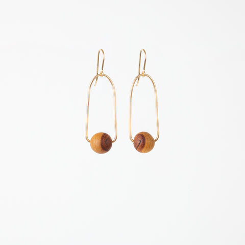 The Zoe - Cherrywood Gold Minimalist Earrings