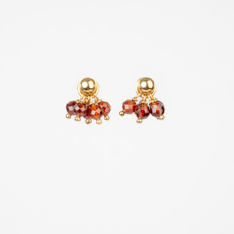 The Hebe Goddess - Orange Garnet Gold Removable Cluster Stud Earrings