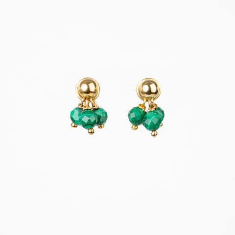 The Metis Goddess - Malachite Gold Removable Cluster Stud Earrings
