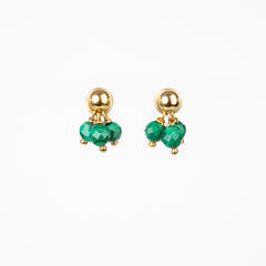 The Metis Goddess - Malachite Gold Removable Cluster Stud Earrings