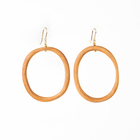 The Lauma Goddess - Arbutus Asymmetrical Wood Hoop Earrings(Message for Purchase)