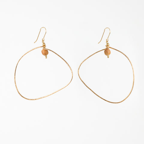 The Demeter Goddess - Arbutus Wood Gold Wabi Sabi Hoop Earrings