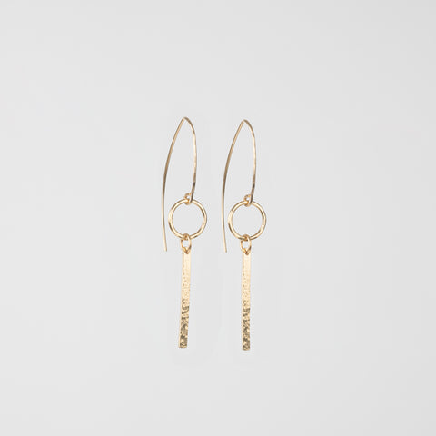 The Gold Bar Circle - Hammered Gold Bar Circle Earrings