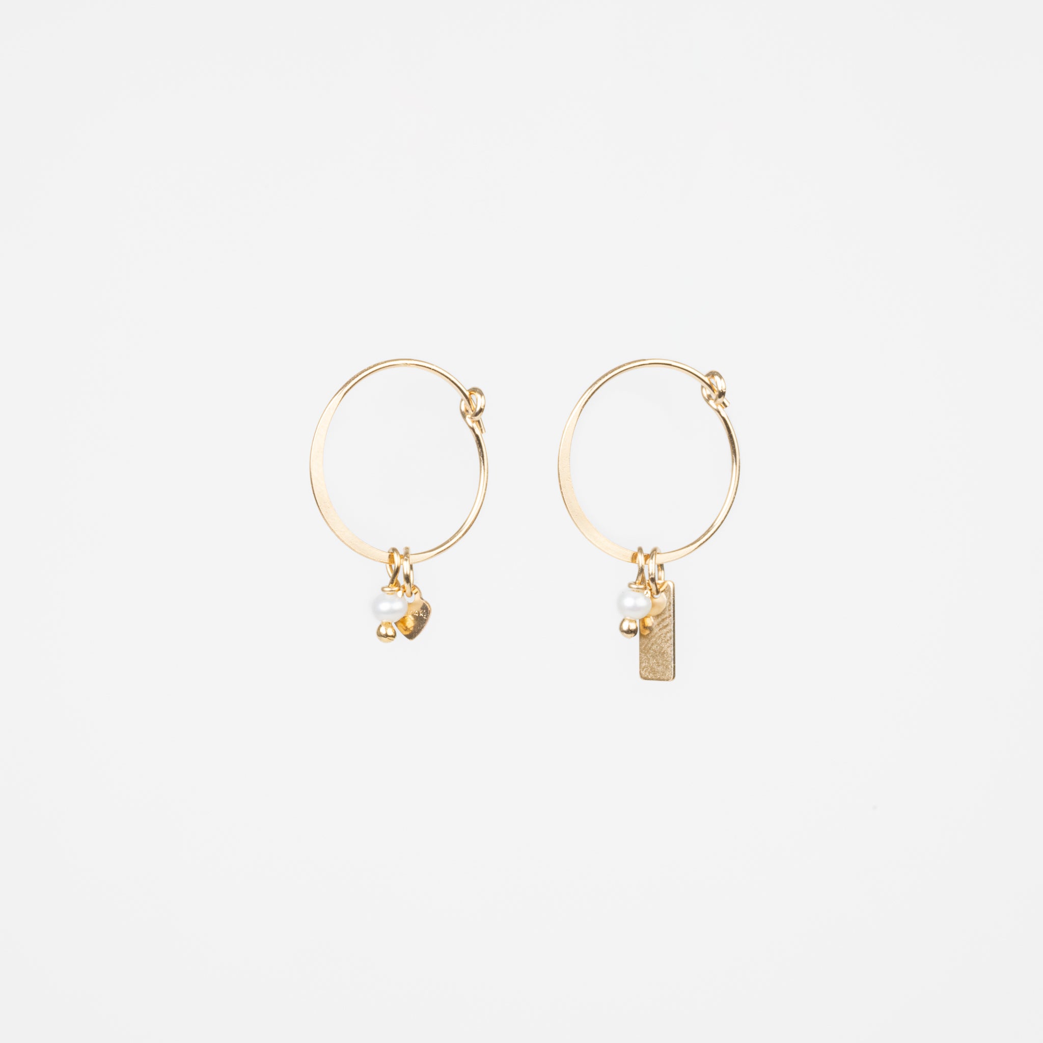 Mini Love - Pearl Gold Removable Charm Hoop Earrings