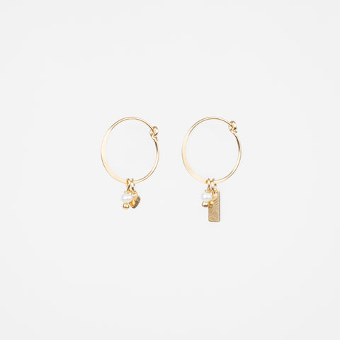 Mini Love - Pearl Gold Removable Charm Hoop Earrings