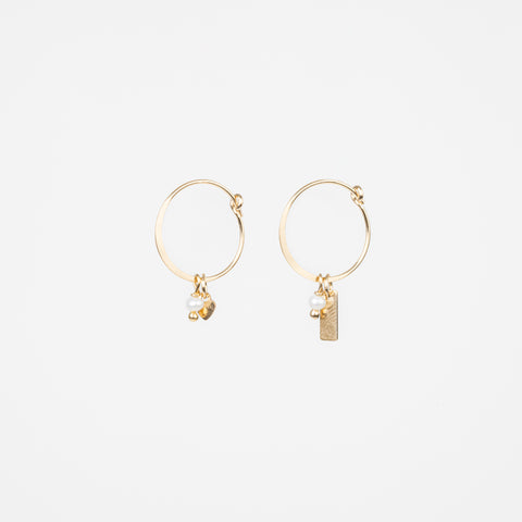 Mini Love - Pearl Gold Removable Charm Hoop Earrings