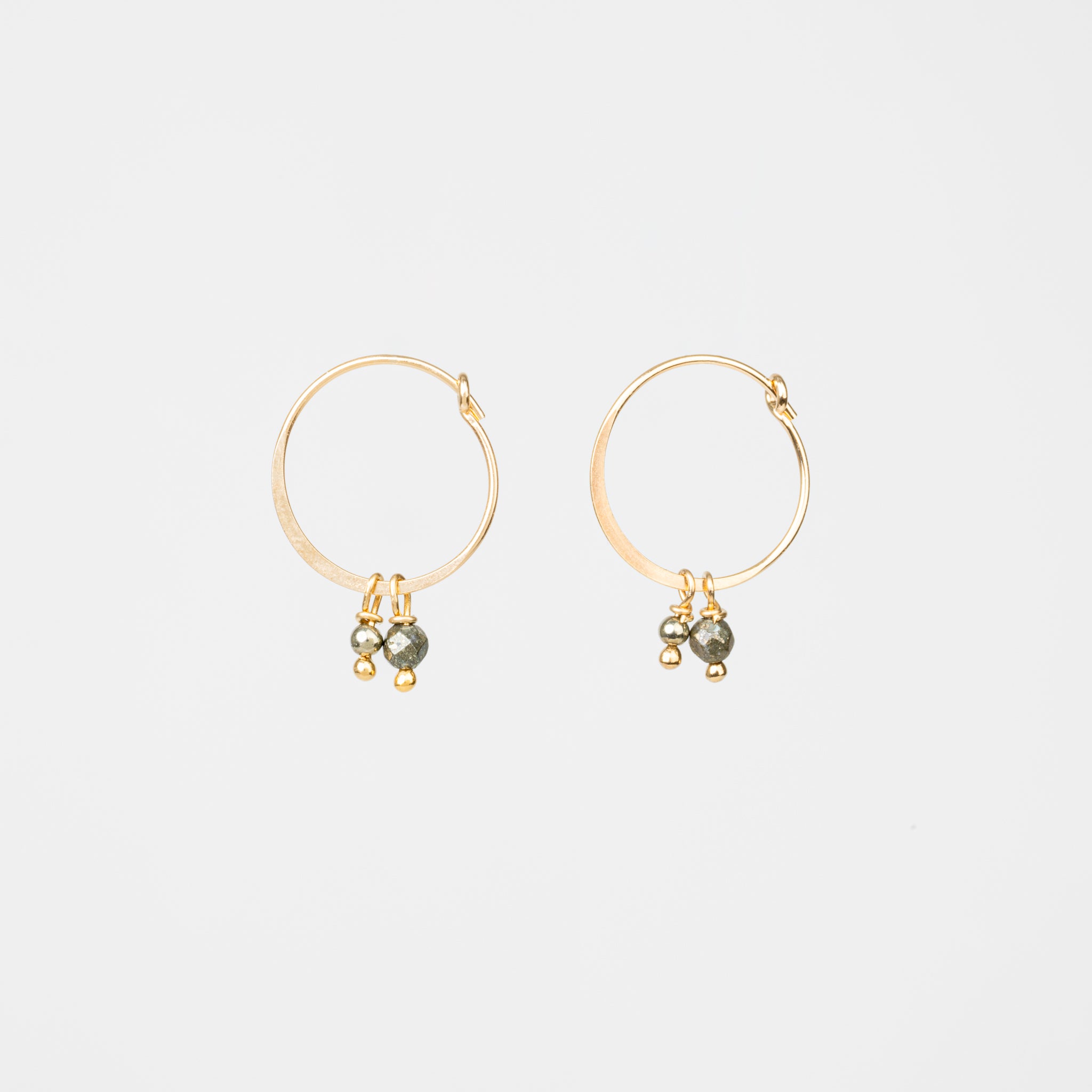 Pyrite Gold Removable Charm Hoop Earrings