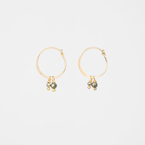 Pyrite Gold Removable Charm Hoop Earrings