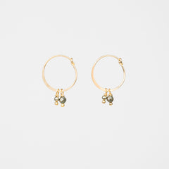 Pyrite Gold Removable Charm Hoop Earrings