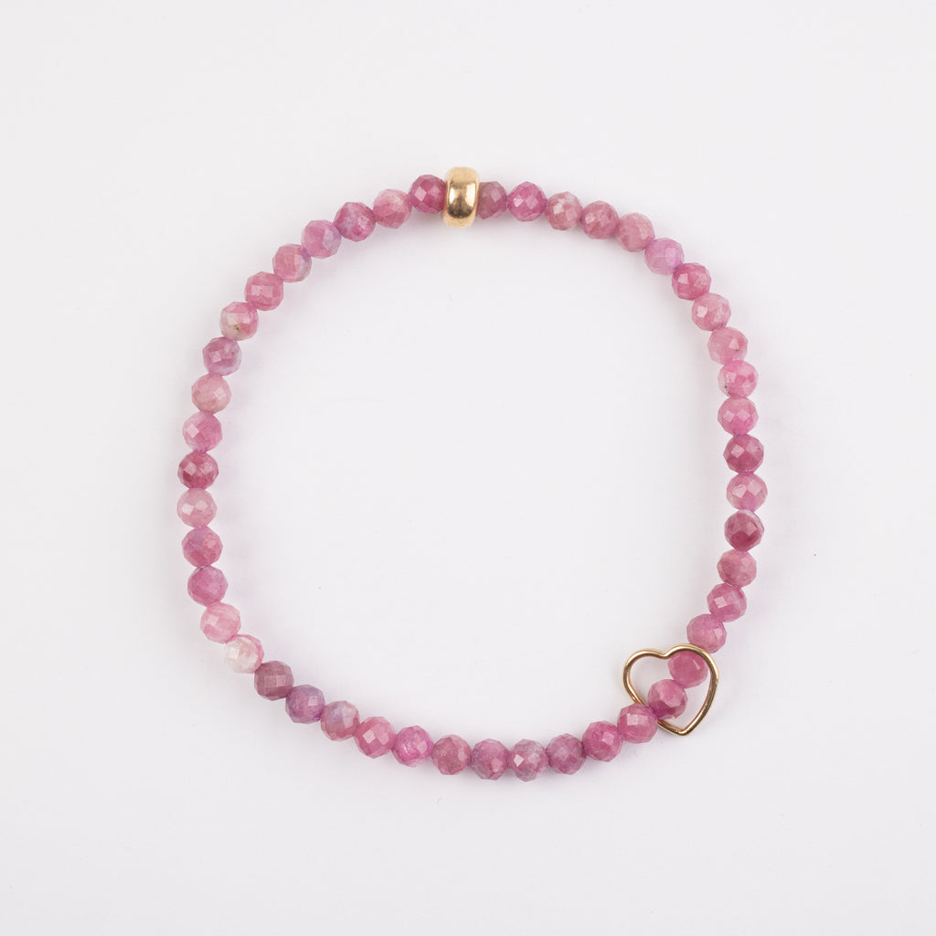 4mm Faceted Tourmaline Floating Gold Heart Bracelet - SOLD OUT