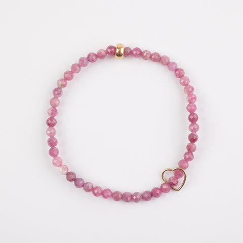 4mm Faceted Tourmaline Floating Gold Heart Bracelet - SOLD OUT