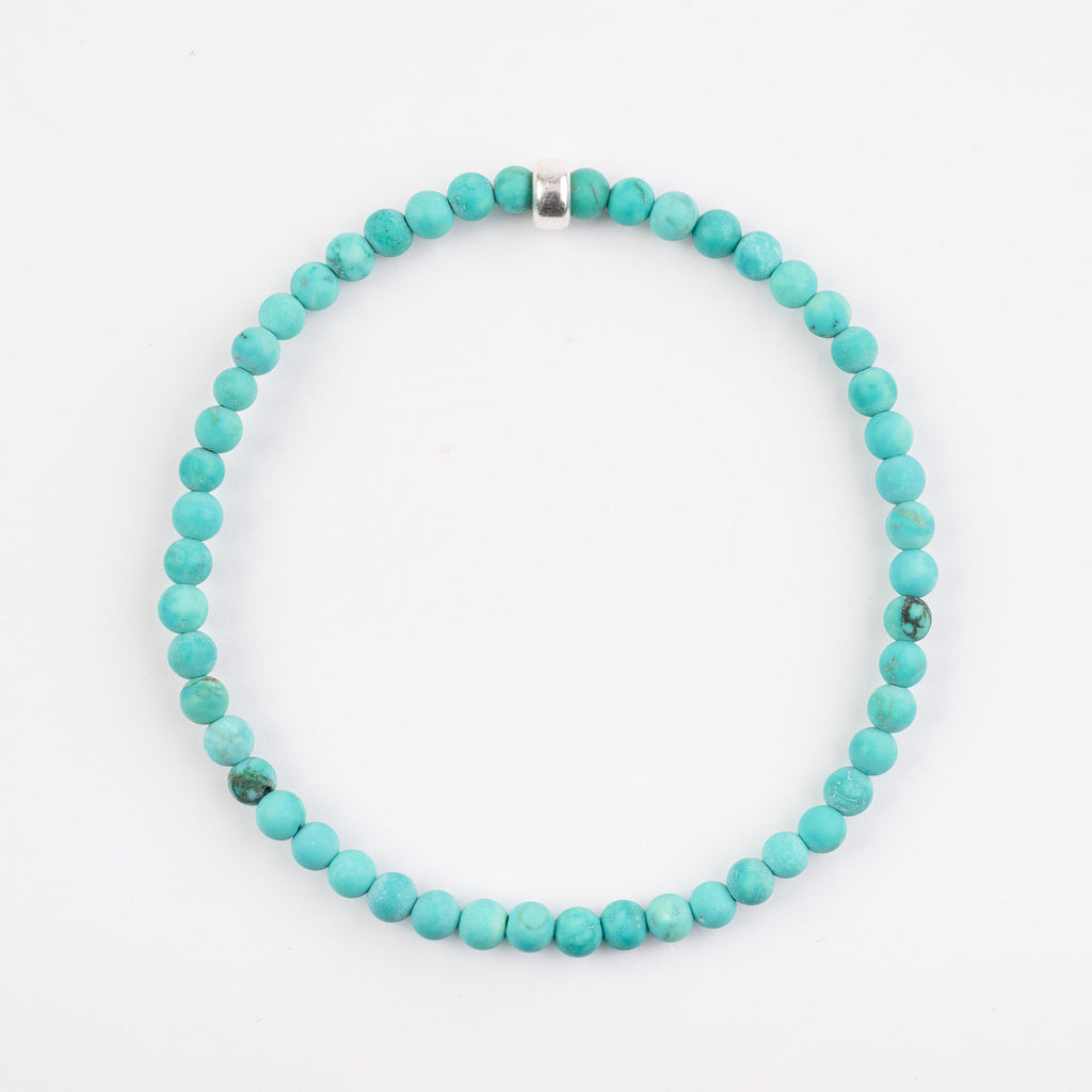 4mm Tibetan Turquoise Silver Bracelet - SOLD OUT