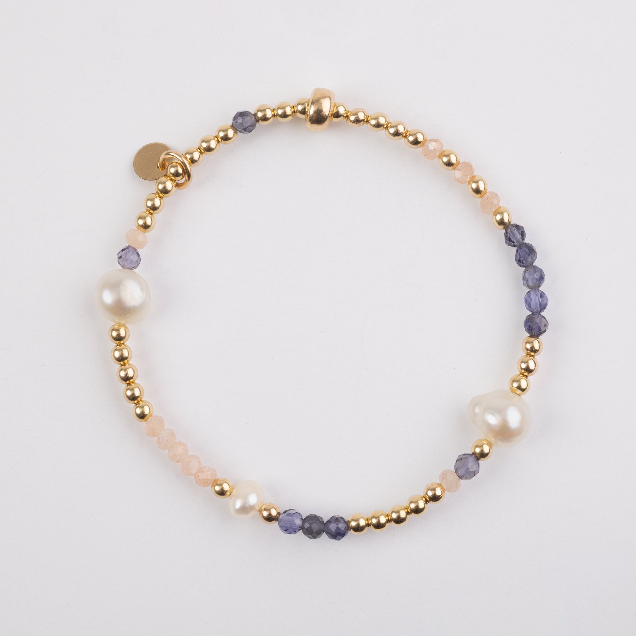 The Sunday - Pearl, Moonstone, Iolite Gold Bracelet