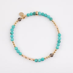 The Cuba - 4mm Turquoise, Moonstone, Smoky Quartz Gold Bracelet - Sold Out